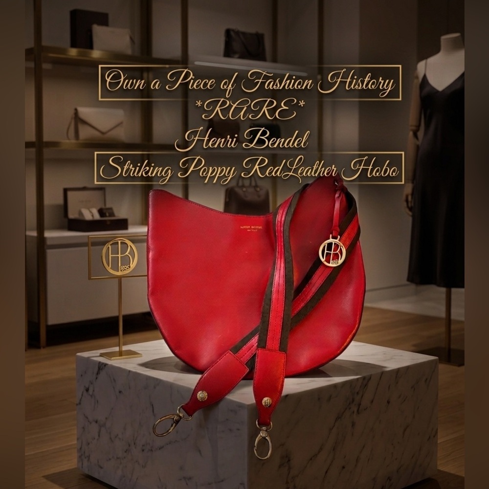 Henri Bendel Poppy Red Saffiano Leather West 57th Large Hobo